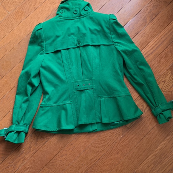 INC International Concepts Green ruffle button down & zipper jacket size Large - Picture 4 of 14